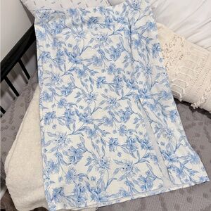 Forget-Me-Not Blue Midi Skirt - Straight Fit w/ Leg Slit